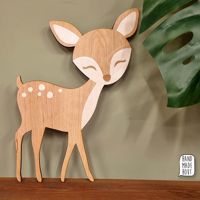 via grijnzend pastel Houten hertje | Schattig houten hertje voor de kinderkamer van 27 x 25 cm