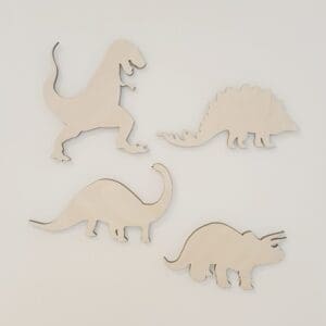 Houten wandset dinosaurus